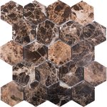 Hexagon Dark Emperador Polished 63x63 Мозаика Starmosaic Wild Stone